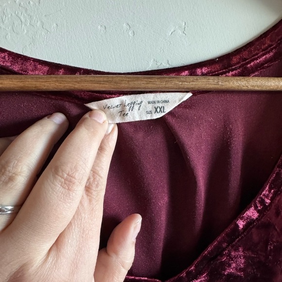 Spring and Mercer - Brushed Red Velvet Shirt - Picture 2 of 7